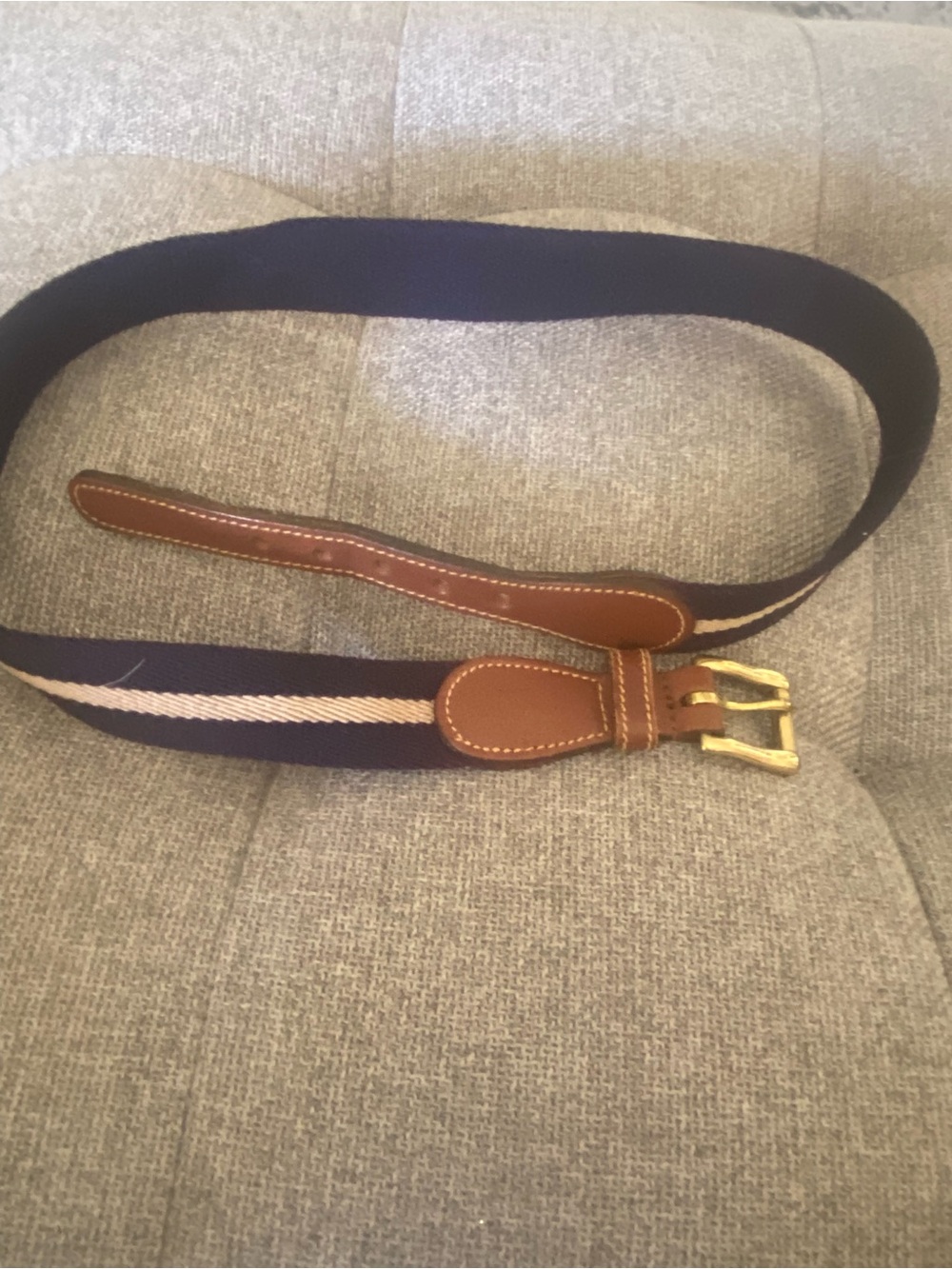 Vintage Dooney & Bourke Wool Surcingle Belt Navy Blue Brown Leather Size 32 Bras